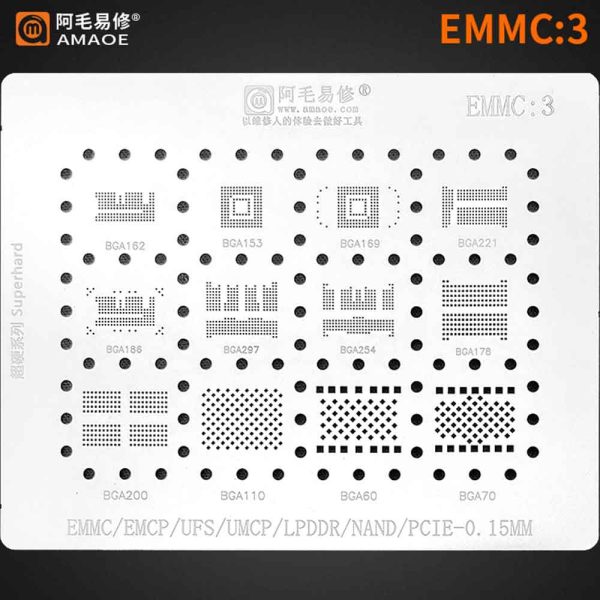 AMAOE EMMC3 Stencil-EMMC3, EMMC/EMCP/UFS/UMCP/LPDDR/PCIE/NAND